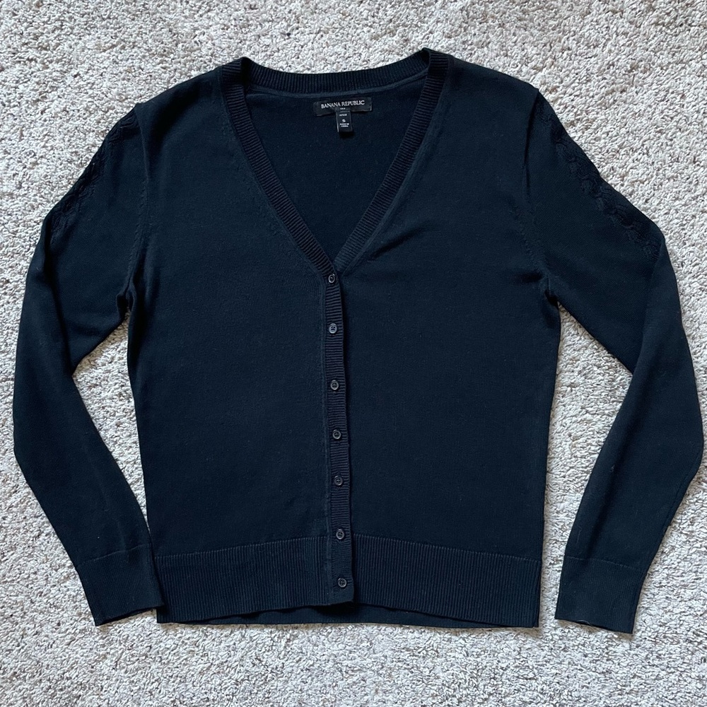 - Banana Republic - Black Button-Up Long Sleeve Cardigan
